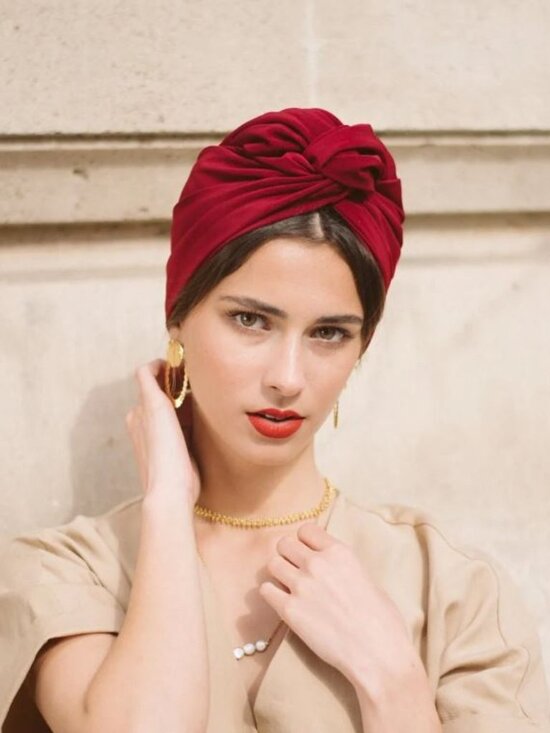 Indira Paris Accessories - Cherry (Cerise) Cuban-style Turban NIB